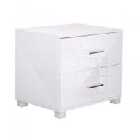 High Gloss Two Drawers Bedside Table Cabinet Lamp Unit - White