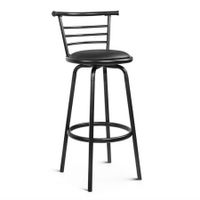 Artiss Set of 2 PU Leather Bar Stools - Black and Steel