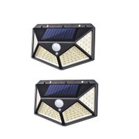 Solar Wall Light 100 LED Wireless Motion Sensor Solar Light for Garden - 2 Pack