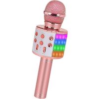 Bluetooth Karaoke Microphone for Kids Adults,Portable Wireless Singing Karaoke Mic Machine with Led Light,Birthday Gifts Toys,Rose Gold