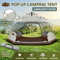 4 Man Beach Tent Shelter Camping Pop Up Instant Dome Family Shade Hiking Sun Rain Picnic Outdoor 240x240x135cm Creamy White
