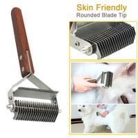 Dog Knotting Comb with Wooden Handle Dual-purpose Stainless Steel Comb Pet Fading Comb Pet Cleaning