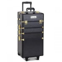 Professional 7 in 1 Make Up Cosmetic Beauty Case - Black & Gold