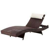 Wicker Rattan Outdoor Sun Lounge Pool Bed Garden Sofa - Brown