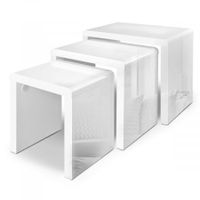 Set of 3 Nesting Tables High Gloss Finish - White