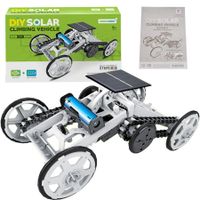 STEM DIY Electric Solar-powered Building Block Planet 4WD Toys Science Kit Mechanical Toys for Kids(White)