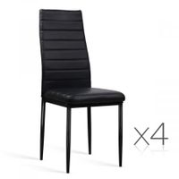 Set of 4 Dining Chairs PVC Leather - Black