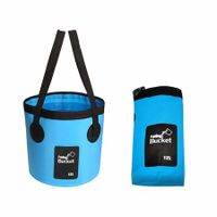 12 L Collapsible Bucket with Handle Multifunctional Foldable Water Container for Camping/Hiking/Traveling/Fishing/Washing/Gardening(Blue)