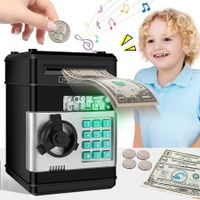 Piggy Bank Cash Coin Can ATM Bank Electronic Coin Money Bank,Best Gifts for Girls/Boys/Kids (Black)