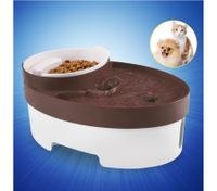 Brown 3 in 1 Pet Dog Cat Water Fountain feeder  with Filter Spiral Fresh Water cycle 3L