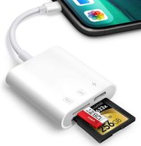 SD Card Reader for iPhone iPad,Oyuiasle Trail Game Camera Micro SD Card Reader Viewer,SLR Cameras SD Reader with Dual Slot,Photography Memory Card Adapter,Plug and Play