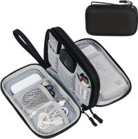 Electronic Organizer,Travel Cable Organizer Bag Pouch Electronic Accessories Carry Case Portable Waterproof Double Layers All-in-One Storage Bag for Cable,Cord,Charger,Phone,Earphone (Size Small Black)