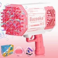 Original Patented 69 Holes Bazooka Bubble Gun|Rocket Boom Bubble Blower|Giant Toddler Outdoor Toys for Kids Ages 4-8 Best Gifts (Pink)