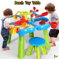 4-in-1 Sand Water Table 32PCS Sandbox Table with Beach Sand Water Toy Kids Sensory Play Table Summer Outdoor Toys for Toddler