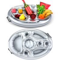 Pool Drink PVC Holder Floats Inflatable Floating  8 holes Tray for Food and Drinks Beer Wine Fun Drink