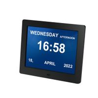 EXTRA Large 12 Alarms 8inch Digital Clock Calendar Clock, Day Date Clock for Impaired Vision Elderly Seniors