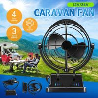 12V 24V Caravan Fan Camper Camping Trailer RV Boat Gimbal Design 360 Degree Campervan Motorhome with Remote Control Black