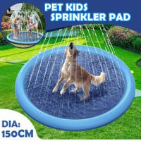 Sprinkler Play Mat Water Toy Dog Pool Beach Splash Pad Game Centre Spray Outdoor Lawn Garden Backyard Foldable 150cm for Children Pets