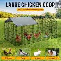Chicken Run Coop Rabbit Hutch Dog Cat Enclosure Crate Kennel Pen Pet Cage Playpen Chook Puppy Ferret Bunny House Roof Cover Metal XL