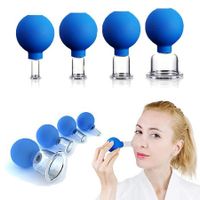 4 Pieces Glass Cupping Set Silicone Massage Vacuum Suction Cups for Body Face Leg Arm Back Shoulder Muscle(Blue)