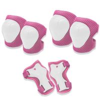 6 PCS Kids Protective Gear Set Knee Pads for Kids Toddler with Wrist Guards 3 in 1 for Skating Cycling Bike Rollerblading Scooter（Pink)