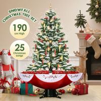 Christmas Snowing Tree Decorated Xmas Decoration Ornaments LED String Light Music Electric 190CM