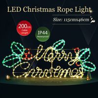 Merry Christmas Light LED Strip Rope Xmas Decor Holiday Ornament Outdoor Indoor Colourful 115x46cm L Size