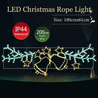Christmas Light Decor LED Strip Rope Xmas Bell Star Leaf Holiday Ornament Outdoor Indoor 180x61cm XXL Size