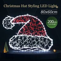 Christmas Light Decor Santa Hat LED Strip Rope Xmas Holiday Ornament Outdoor Indoor 80x60cm
