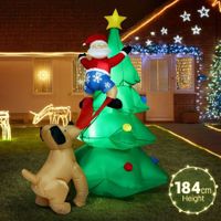 Christmas Tree Santa Claus Climbing Xmax Dog Decor Inflatable Decoration Holiday Light Ornament Blow Up Outdoor Party Garden Built In LED 184cm