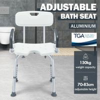 Shower Chair Seat Bath Stool Adjustable Bathroom Furniture Bathtub Seating Bench for Elderly Disabled with Arms