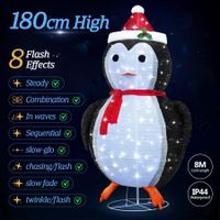 180cm Penguin Christmas Light LED Strip Xmas Decoration Home Display Outdoor House Holiday Ornament Folding 8 Flickering Effects