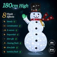 180cm Christmas Light Snowman Decoration 200 LED Strip Home Display Outdoor Xmas Holiday House Ornament Folding 8 Flickering Effects