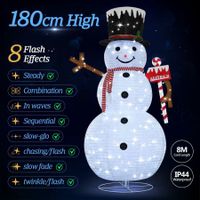 180cm Christmas LED Light Snowman Decoration Strip Home Display Xmas Outdoor House Holiday Ornaments Folding 8 Flickering Effects