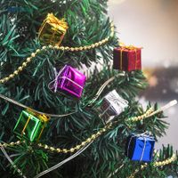 6 PCS 10 CM Assorted Color Foil Boxes Handmade Gift Boxes Tree Ornaments Christmas Tree Pendant Decoration
