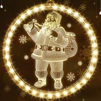 Christmas Decorative Window Light,LED 3D Hanging Lights Xmas Decor Windows Christmas Tree Decor Battery Operated String Light for Wall Windows Pathway Patio Bedroom Decor,Warm White(Santa Claus)