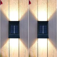 Outdoor Solar Light,Small Solar Porch Light Fence Light for Backyard Patio (Warm White) 2 Pack