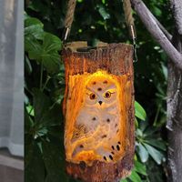 Solar Powered Owl Garden Lantern Light 1 Pack