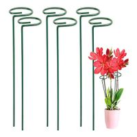10 Pack 16-Inch Plant Support Stakes, Metal Garden Single Stem Cage Support Ring for Amaryllis, Peony Orchid, Rose Tomato Plants