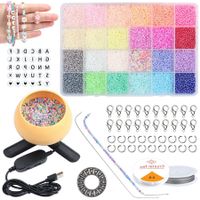 Electric Bead Spinner with 24-color beads for DIY Jewelry Making Seed Beads Waist Beads Necklaces and Bracelets Gifts