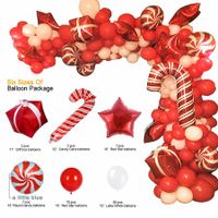 Christmas Balloon Garland Arch kit Red White Candy Balloons Gift Box Balloons Red Star Balloons