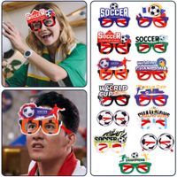 2022  Qatar World Cup 12pcs Football Glasses Goals, Felt Fabric Plastic Soccer Party Supplies, Kids Party Favors Games Decorations