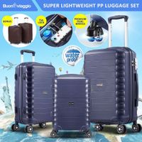 Luggage Set Carry On Suitcase 3PCS Travel PP Lightweight Rolling Spinner Wheels TSA Lock Double Zipper Aluminium Trolley Royal Blue
