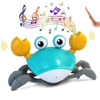 Crawling Crab Kids Toy with Music and LED Lights Automatic Obstacle Avoidance Interactive Learning (Green)
