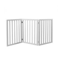 Wooden Pet Gate Dog Fence Retractable Barrier Portable Door 3 Panel White