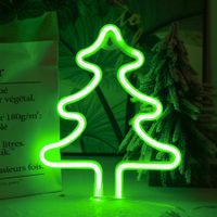 Christmas Tree Shape Plastic Color LED Neon Lights, Table Lamp Bedroom Decorative Lamp, for Home, Bars, Parties, No Battery Col Green