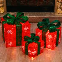 Lighted Christmas Gift Set of 3 Christmas Lighted  Decorations Yard Home  Small / Medium / Large