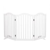 PaWz Wooden Pet Gate Dog Fence Safety Stair Barrier Security Door 3 Panels White