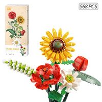 Sunflowers Building Block Sets for Women Artificial Flowers Creative Toys Kits Birthday Christmas Home 547 PCS（Not Compatible with Legos Set ）