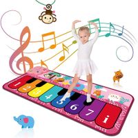 Kids Piano Mat, Music Keyboard Play Mat with 5 Animal Sounds, Electronic Touch Musical Mat, Early Education Learning Toy